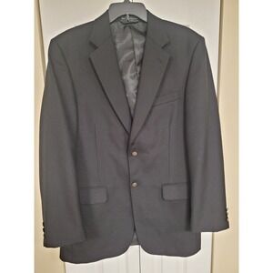 Cross & Winsor Mens 40L Black Wool Blend 2 Button Dapper Blazer Jacket